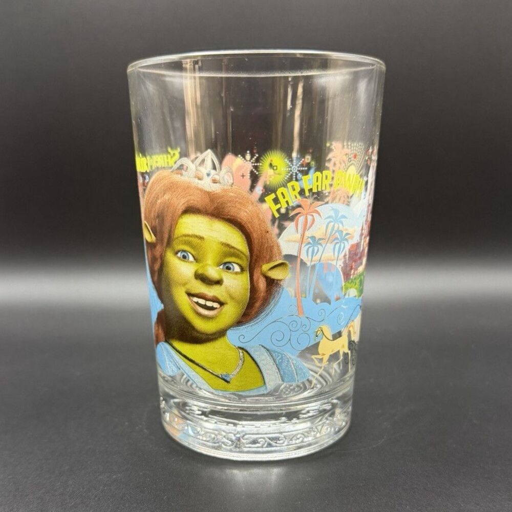 McDonald’s Shrek the Third Promotional Glass Tumbler Cup Clear Multicolor